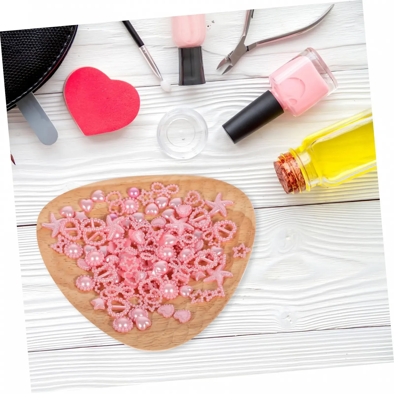 Украшения для ногтей Healvian, пластиковые, 3D эффект, сердце, звезда, бант, подсолнух, круглые жемчужины, сияющие, фото №7