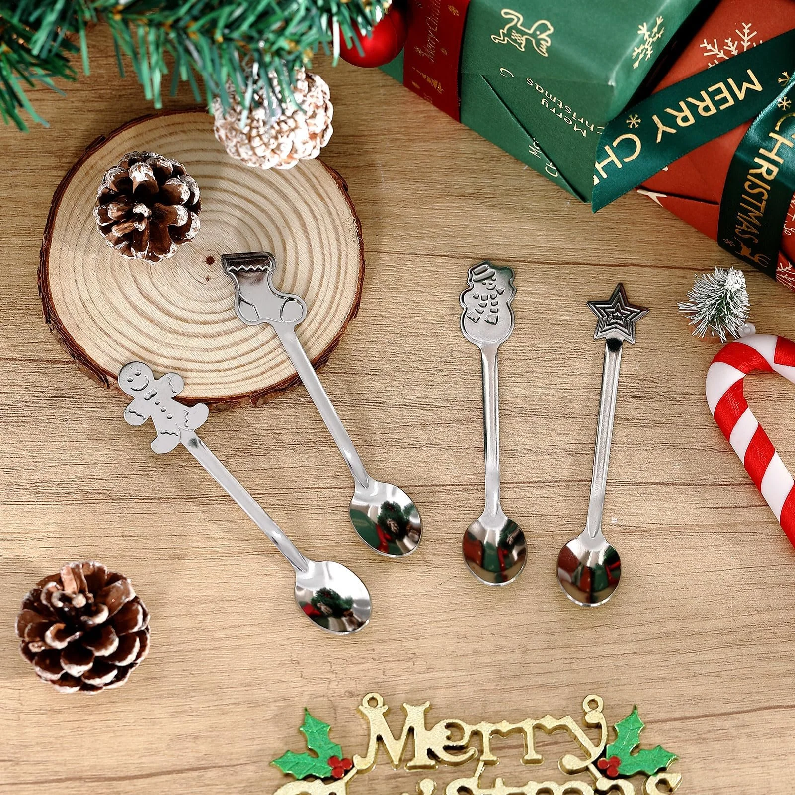 Ложка Hestya Різдвяна, набір 12 шт, нержавіюча сталь, сріблястий, фото №4