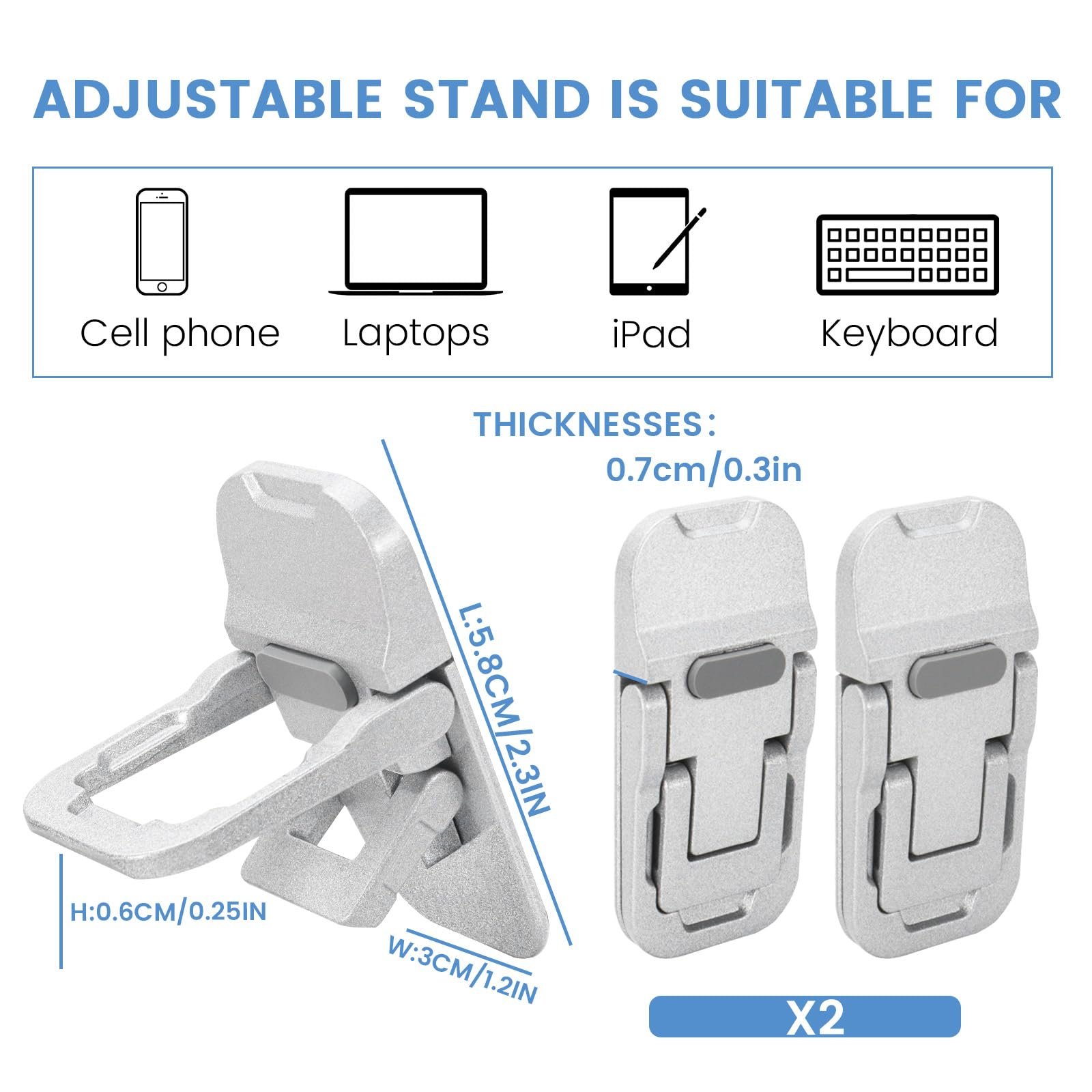 Подставка для ноутбука Mini Сплав для стола Подставка для компьютерной клавиатуры Серебряная Подставка для компьютера Невидимая Клейкая подставка для ноутбука, фото №2