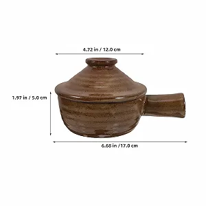 Каструля Healifty глиняна з кришкою та ручкою набір із 2 шт. 6.68 x 4.72 x 1.97 дюйма synthetic.ua - Фото 1