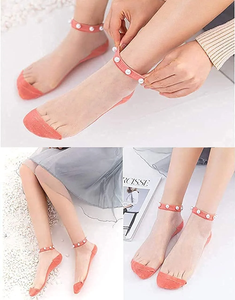 Шкарпетки Crystal Tulle Pearl літні, фото №4