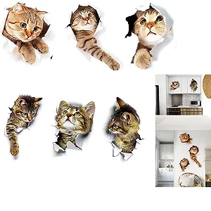 Наклейки на стіну 3D Cat 6 шт. - Фото 1
