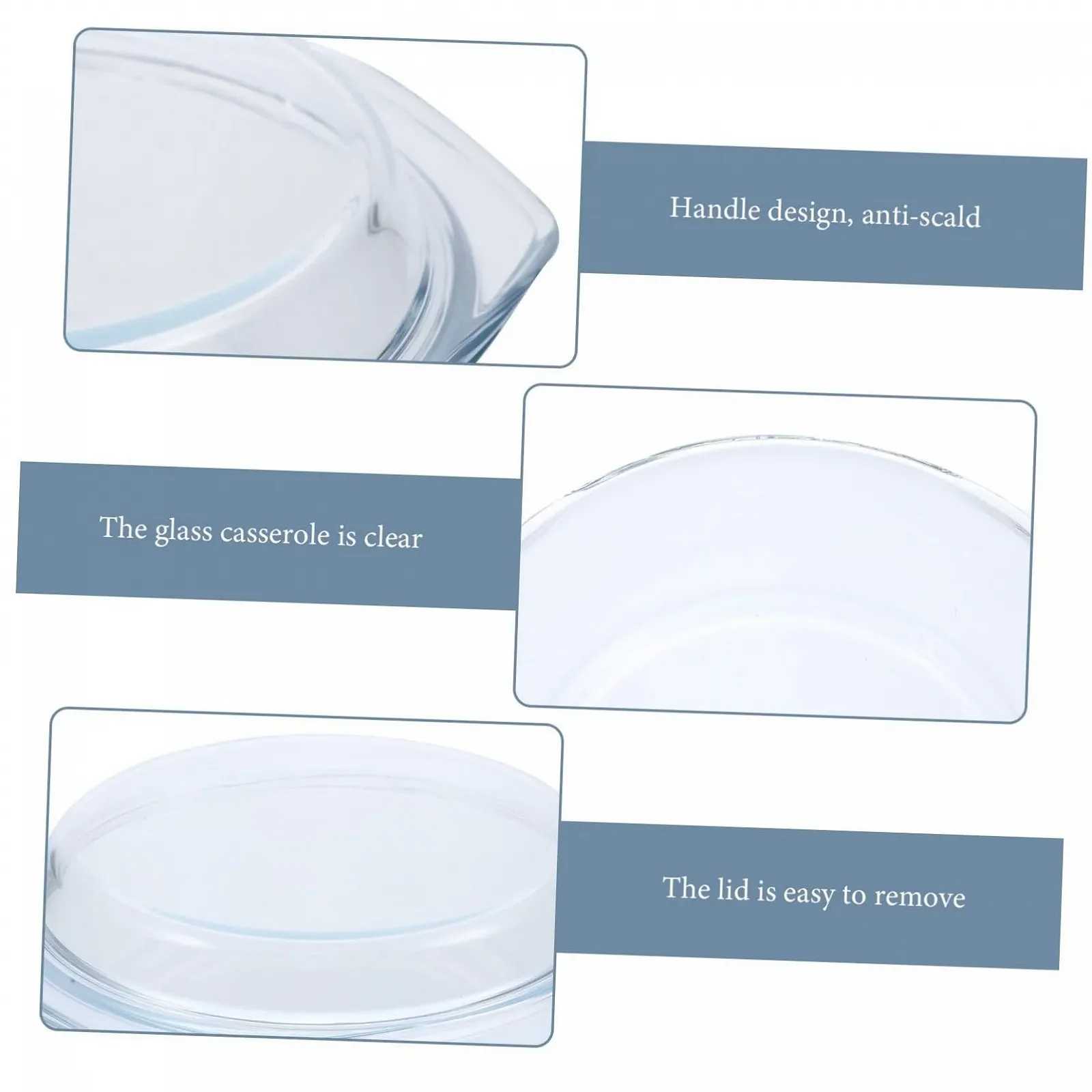 Форма для запікання Sosoport скляна з кришкою термостійка прозора, фото №6