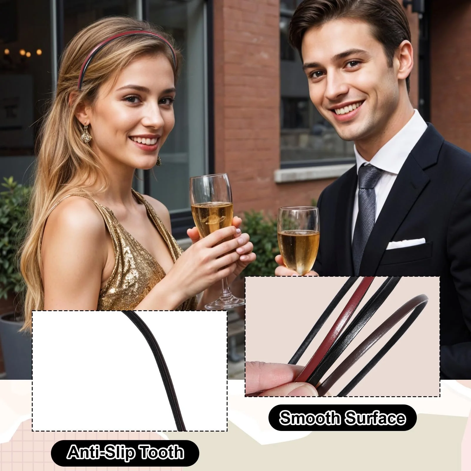 Обруч Шкіряний Тонкий Однотонний, фото №5