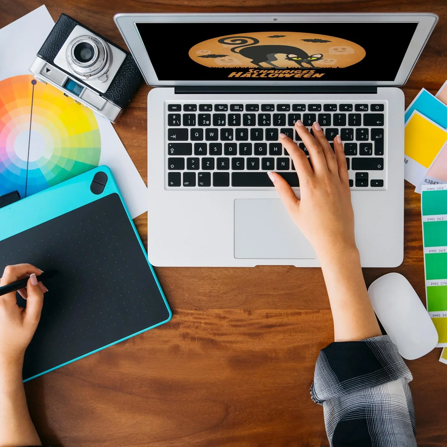 Скарбничка дерев'яна Хелловін чорна кішка місячний мотив, фото №8