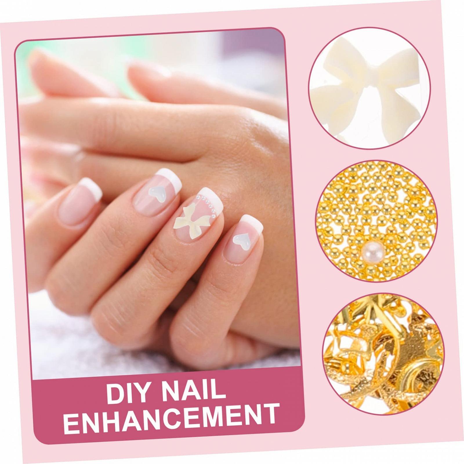 Украшения для ногтей Стразы MERRYHAPY с серебряными бусинами, аксессуары для самостоятельного создания маникюра, подвески для украшения ногтей, цветы для ногтей, фото №2