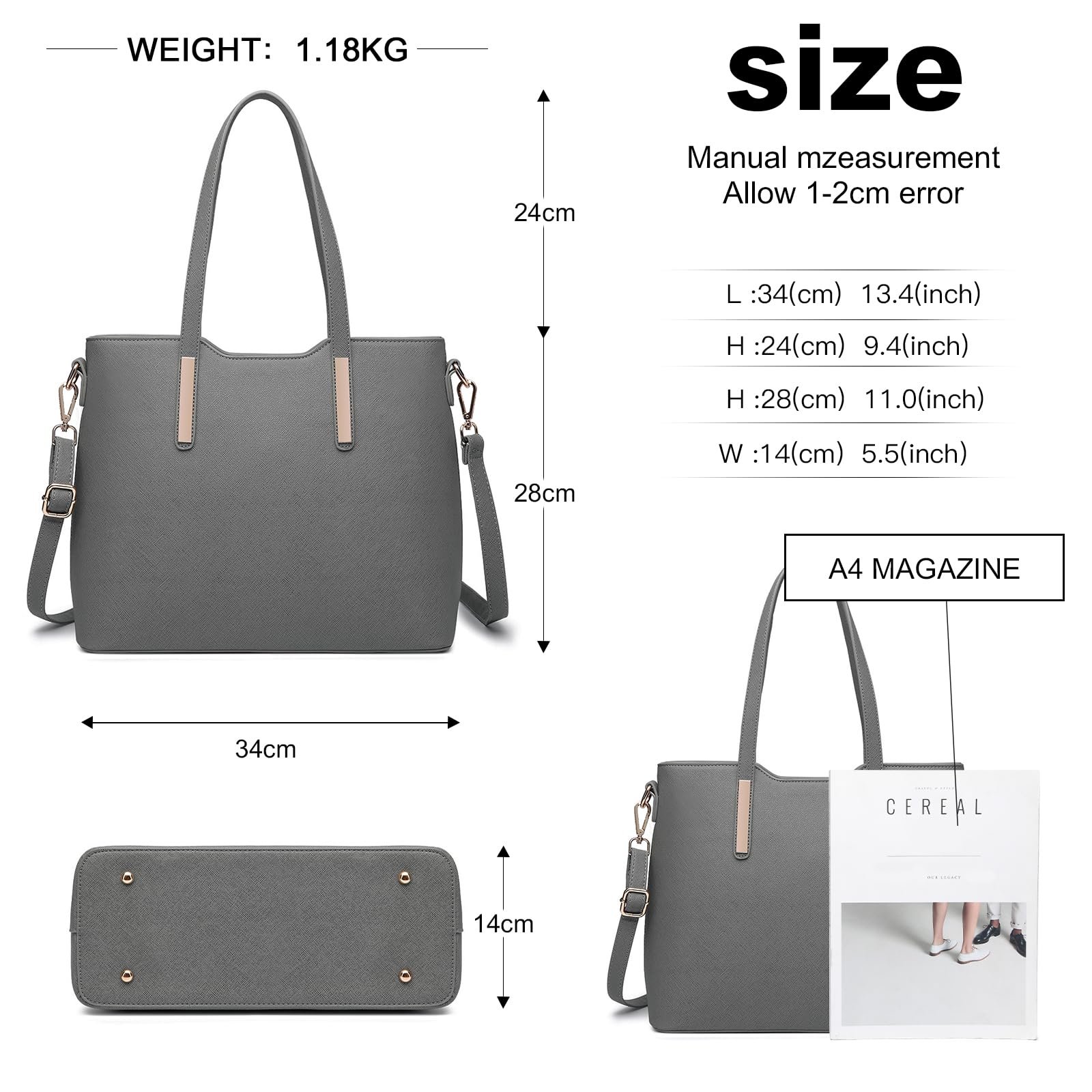 Сумка жіноча Miss Lulu Набір сумок 2, 3, 4 предмети для офісу, школи, шопінгу, подорожей, подарунок, фото №3