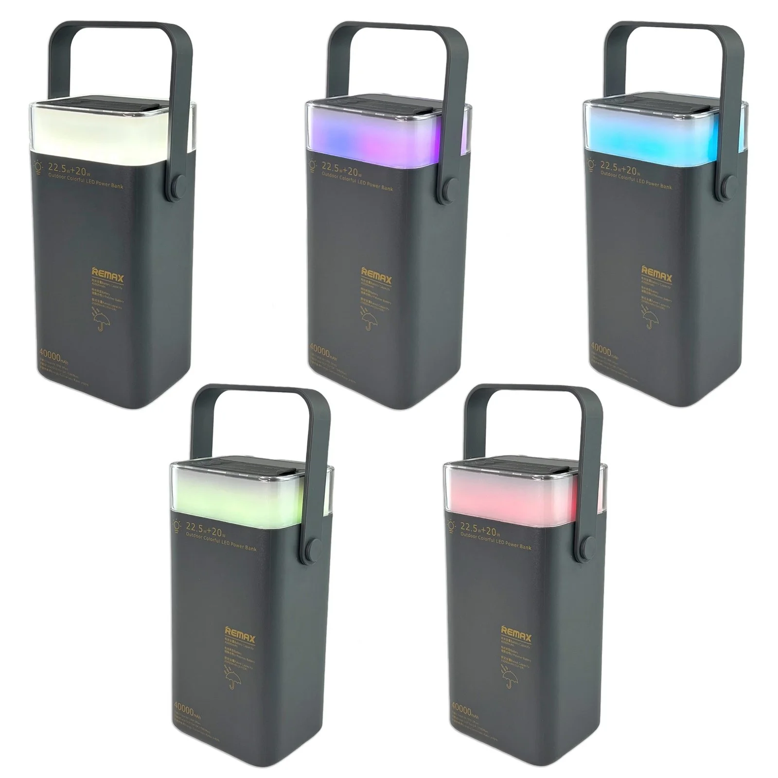 Повербанк з RGB 40000 мАг 22.5W Remax RPP-596, швидка зарядка, PD+QC, Сірий, фото №6