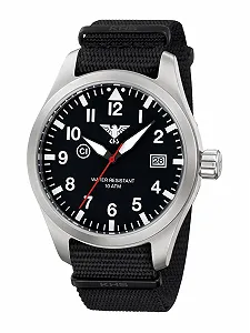 Мужские часы KHS Airleader Steel с ремешком NATO черного цвета AIRS.NB - Фото 1
