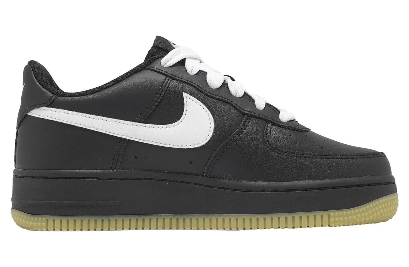 Кроссовки NIKE Air Force 1 HQ1911 Черный/Белый-Gum Light Brown Feather для мальчиков, цвет Черный, резиновая подошва, фото №2