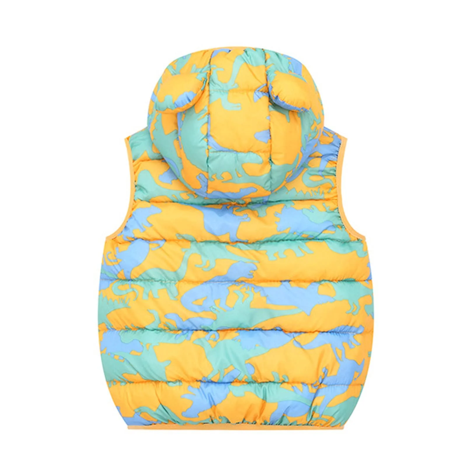 Жилет зимний детский Унисекс Флисовая куртка с капюшоном с ушками животных и мультяшным принтом Мягкая Теплая зимняя куртка для улицы Переходная куртка Плюшевый жилет Модная одежда для отдыха, фото №2