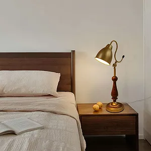 Настільна лампа Вінтажна 40 Вт E26 Залізо Горіх Мідь Ріжкова synthetic.ua - Фото 1