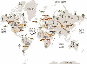 Наклейка на стену Dinosaur Wall Map Динозавры Jurassic World synthetic.ua - Фото 1
