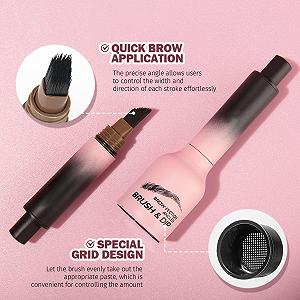 Брови Angled Brush & Dip Chocolate Водостійкий олівець для брів з квадратним пензлем та гелем для брів (каштановий) synthetic.ua - Фото 1