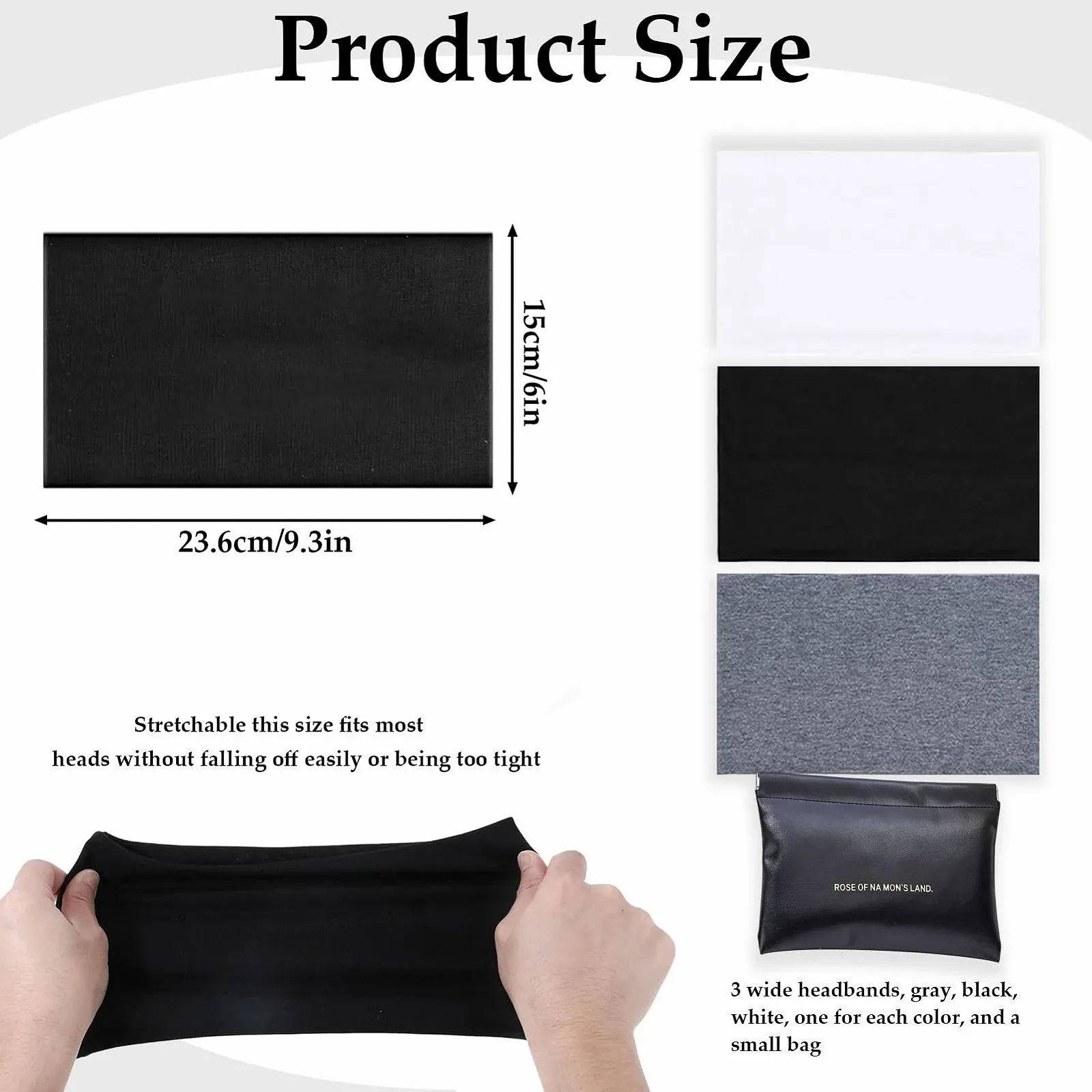 Набір широких пов'язок на голову (3 шт.), еластичні, фото №2