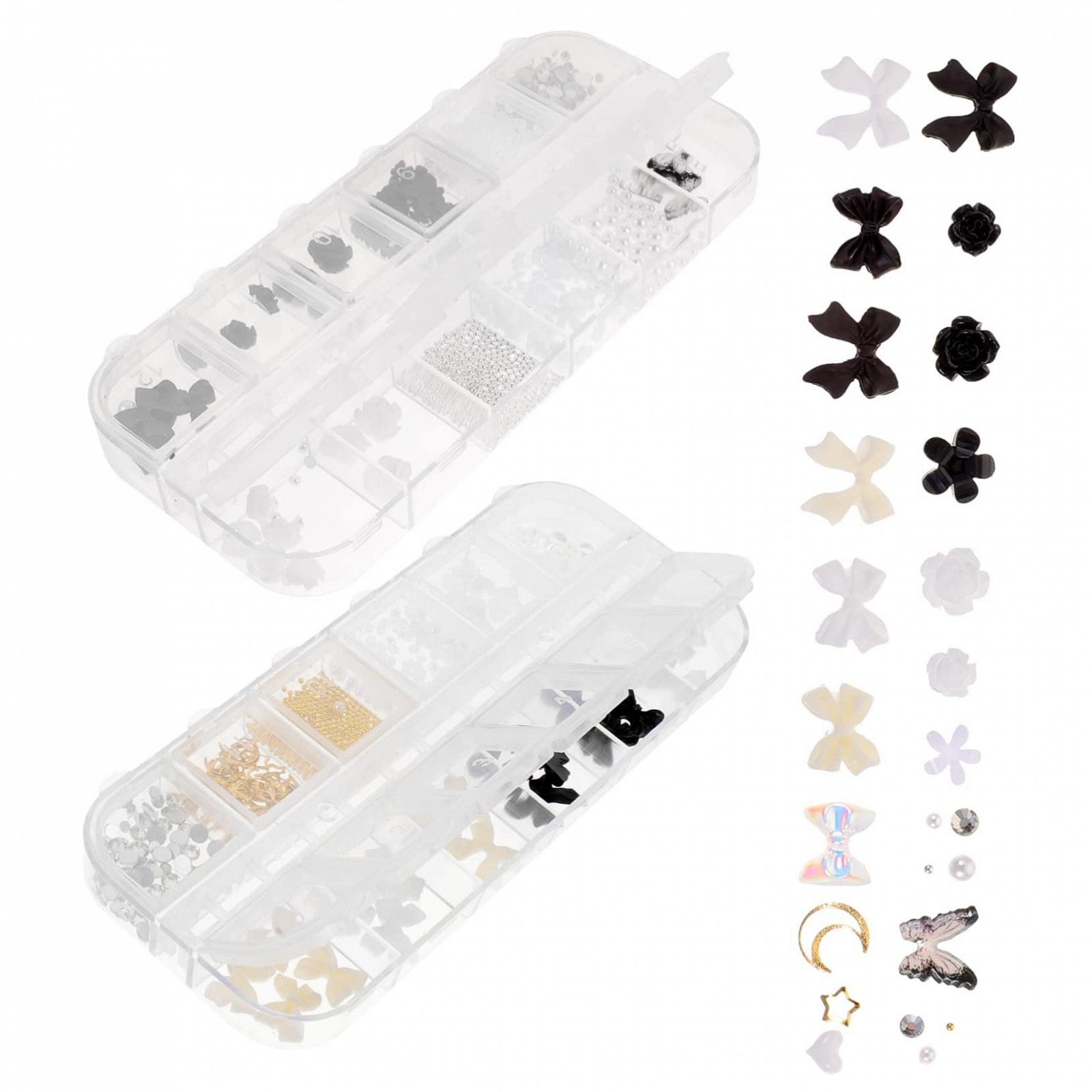 Стразы для ногтей VILLCASE Черные Бриллианты для ногтей 4 шт., подвески для нейл-арта, драгоценные камни для ногтей, подвески для ногтей своими руками, серебряные заклепки для ногтей 3d, пять лепестков, смола, фото №8