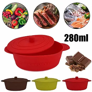 Набір пароварок для духовки 4 шт силіконові з кришкою коричневі 280 мл synthetic.ua - Фото 1