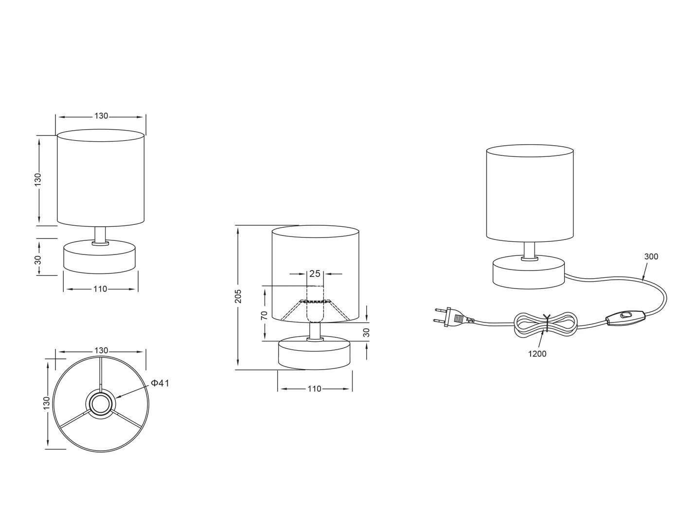 Настільна лампа 20 см E14 White, фото №4