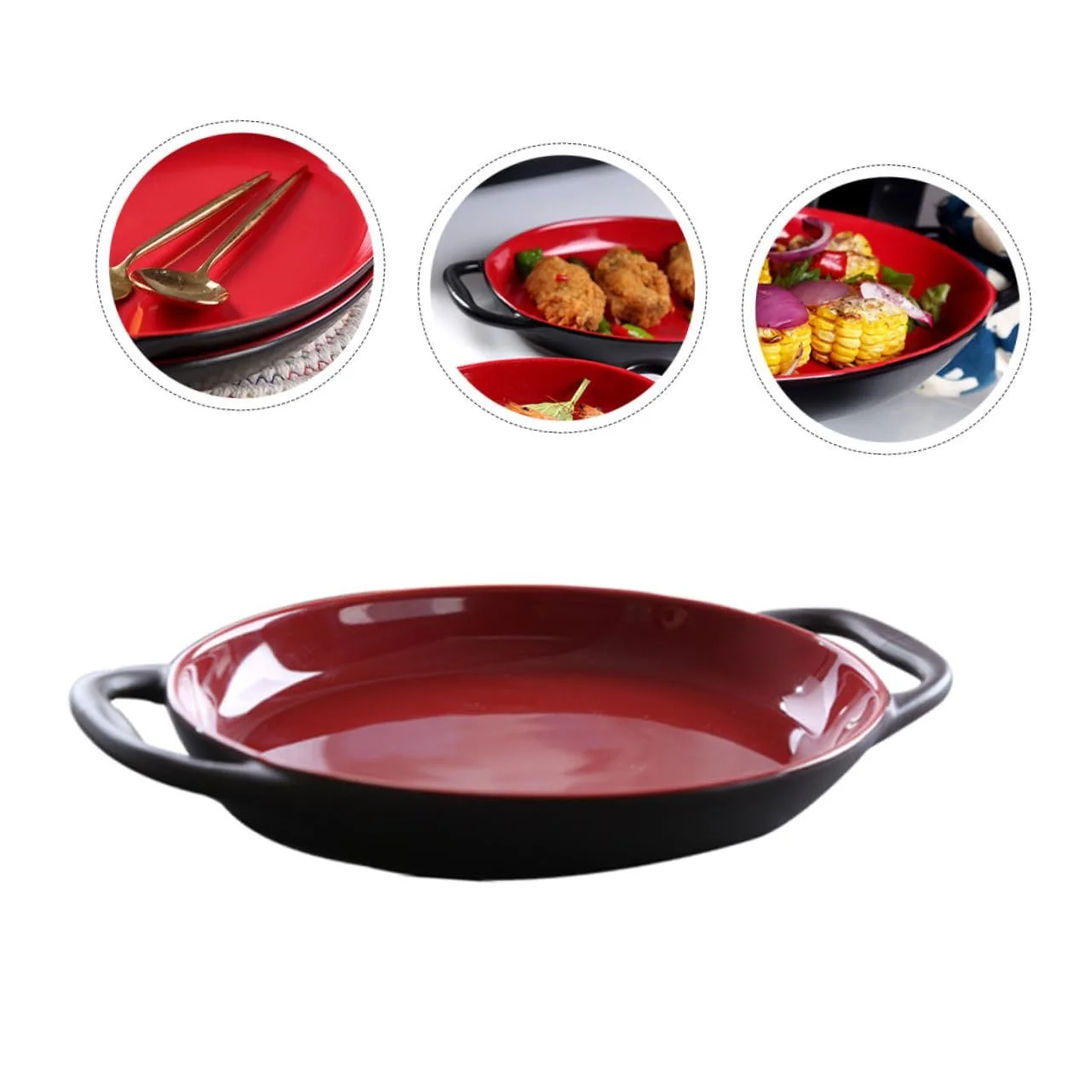 Противень TOYANDONA Керамический с двойными ручками Антипригарный, фото №6