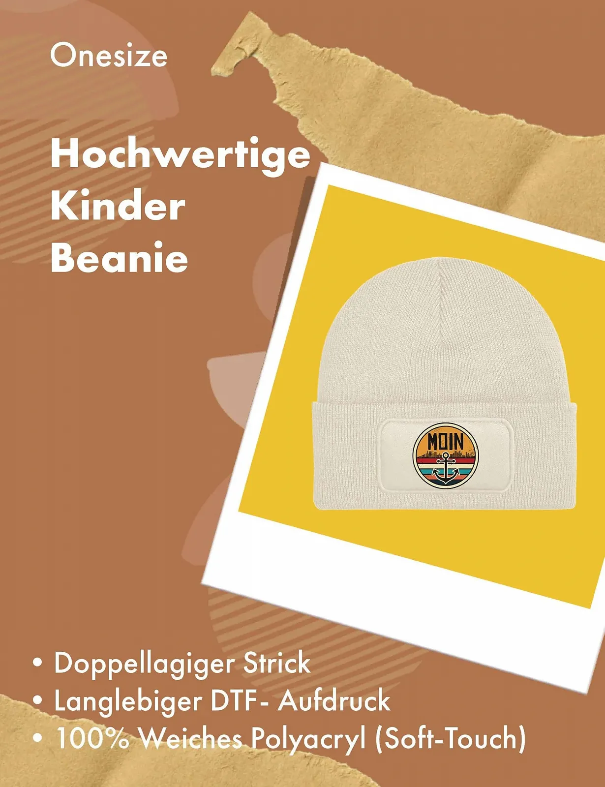 Дитяча зимова шапка Moin з принтом-висловом, фото №3 Дитяча зимова шапка Moin з принтом-висловом, фото №3