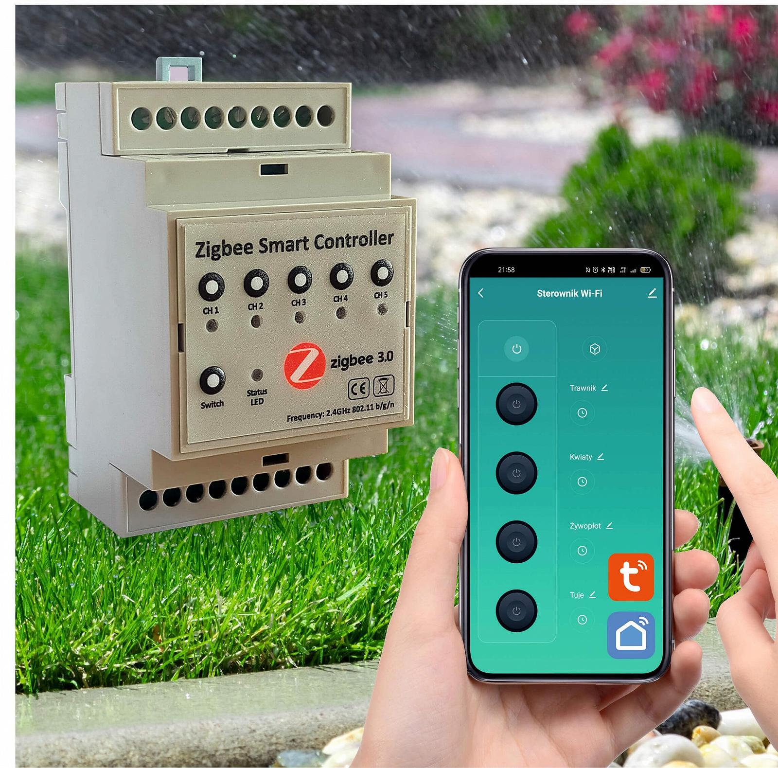 Контролер, таймер поливу Automat-on Zigbee 5 зон 24VAC з блоком живлення, фото №1 Контролер, таймер поливу Automat-on Zigbee 5 зон 24VAC з блоком живлення, фото №1