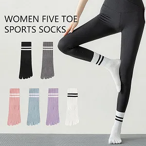 Женские носки с пальцами Спортивные носки Хлопковые теннисные носки Пятипалые носки Носки для кроссовок Беговые носки с пальцами для повседневного отдыха Школы Тенниса Тренажерного зала Бега (EU35-40) - 6 пар synthetic.ua - Фото 1