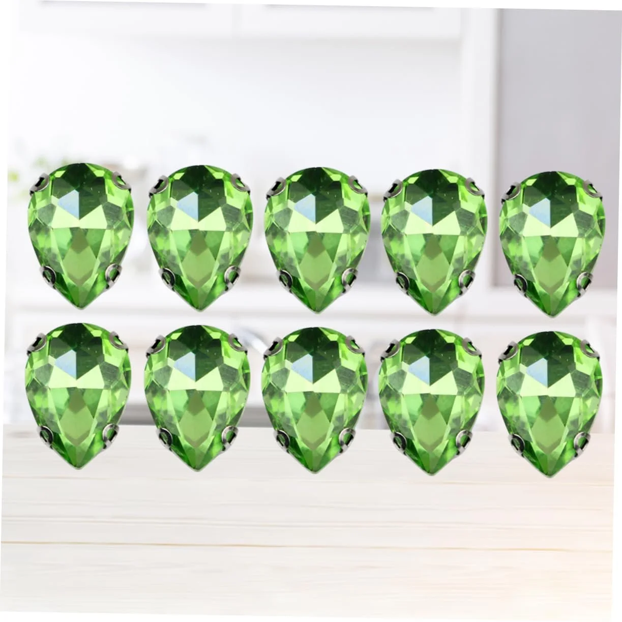 Стразы Капля Tofficu для одежды, зеленые, 50 шт, фото №3