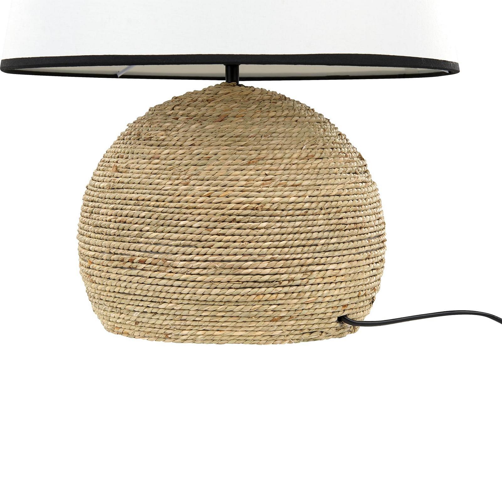 Настільна лампа Growee Солом'яна мотузка Тканинний абажур Конусна форма 1-лампова Boho Natural, фото №6