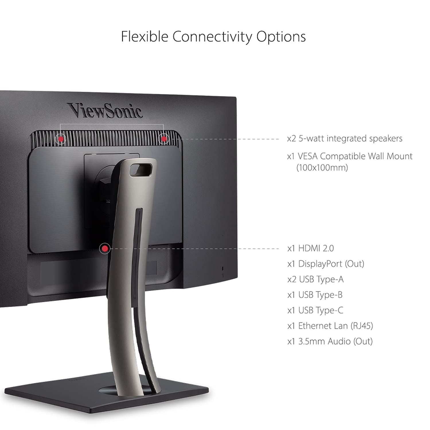 Монітор Viewsonic ColorPro VP3881A Фотографічний (WQHD, IPS Панель, HDR 400, USB-C, HDMI 2.0, DP, Регулювання Висоти) Чорний, фото №6