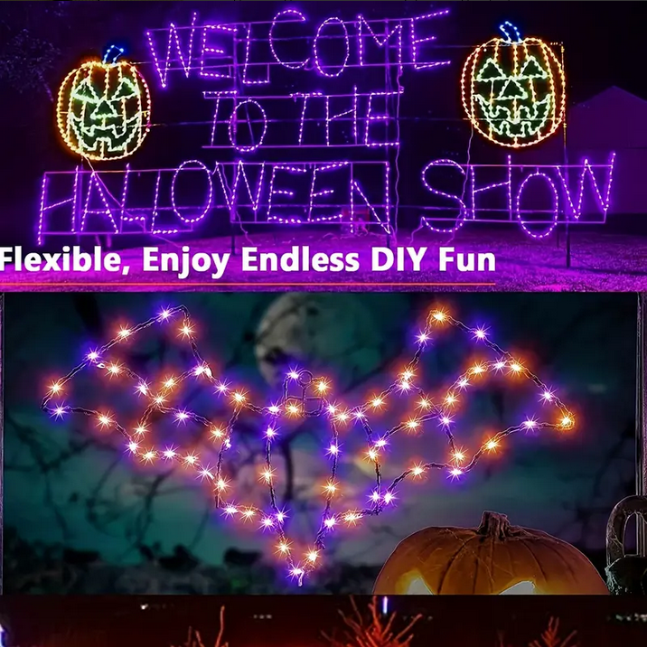 LED гірлянда вулична на сонячній батареї 24 м з 8 режимами миготіння фіолетові та червоні, фото №1