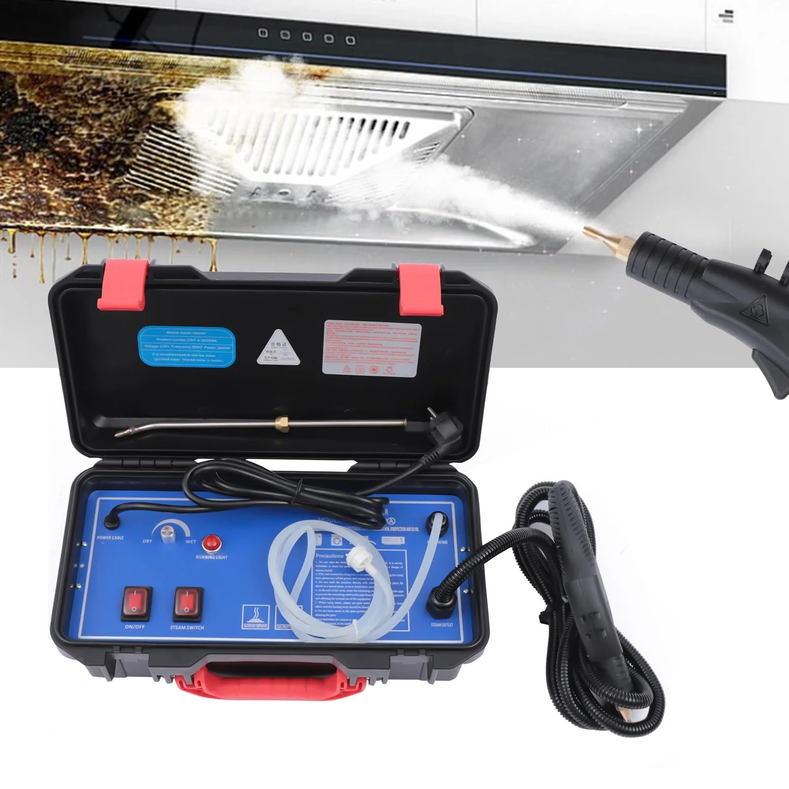 Пароочисник портативний 3000 Вт 220 В 100-120°C багатофункціональний з кейсом, фото №4 Пароочисник портативний 3000 Вт 220 В 100-120°C багатофункціональний з кейсом, фото №4