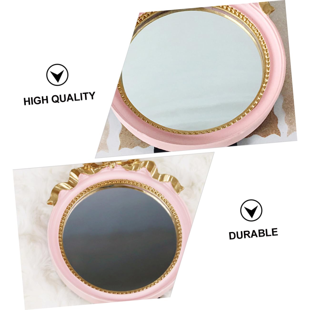 Дзеркало Angoily Європейський стиль Ретро Ручне дзеркало Рожевий, фото №3