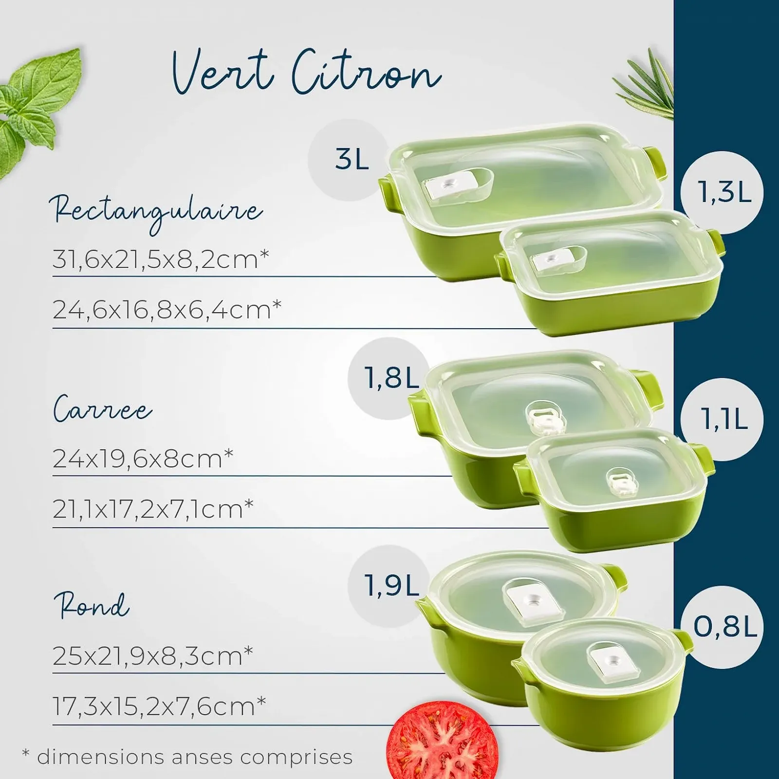 Форма для запекания керамическая 1.9 л круглая с герметичной крышкой Салатовая, фото №3