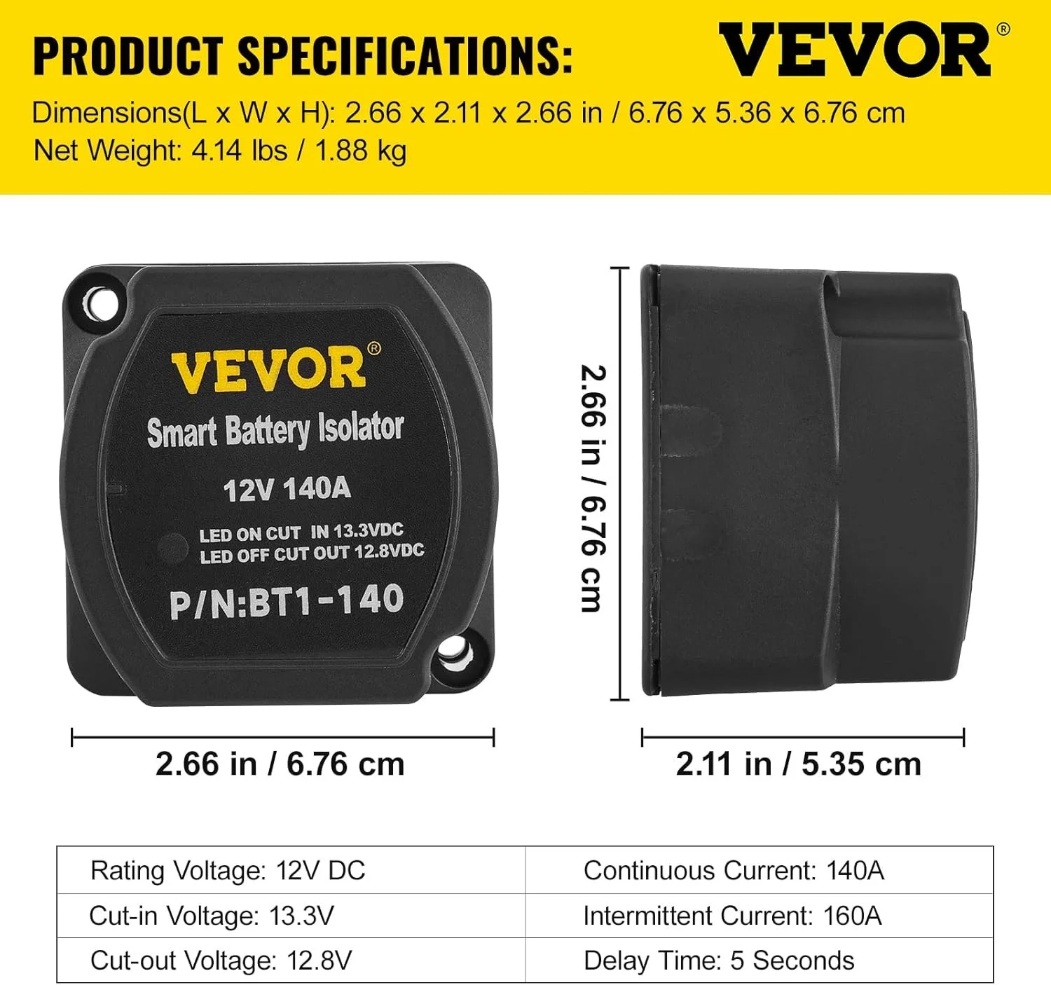 Комплект ізолятора для двох акумуляторів VEVOR VSR001 / 12V / 140 AMP / 6 м / Чорний-червоний, фото №4 Комплект ізолятора для двох акумуляторів VEVOR VSR001 / 12V / 140 AMP / 6 м / Чорний-червоний, фото №4