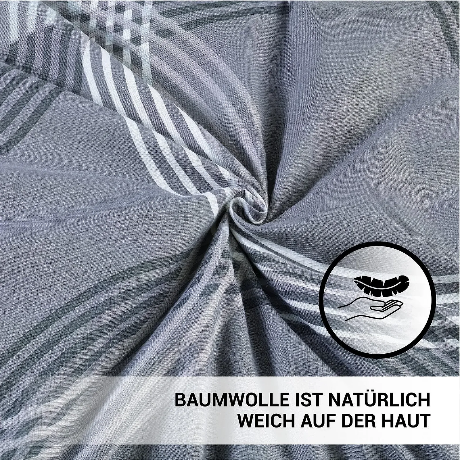 Постельное белье MALIKA 135 x 200 см 2 предмета узор в кружочки renforcé хлопок Серая, фото №5