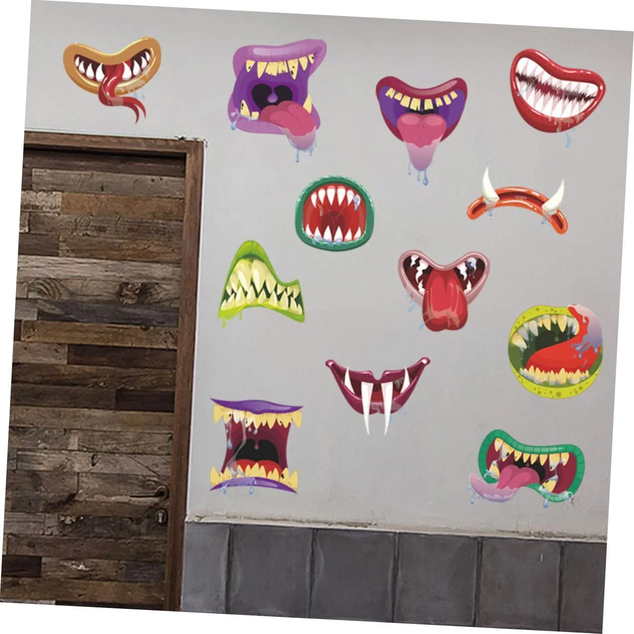 Наклейки на стіну UKCOCO Хелловін Рот монстра Мультяшні Світяться в темряві 2 шт., фото №6