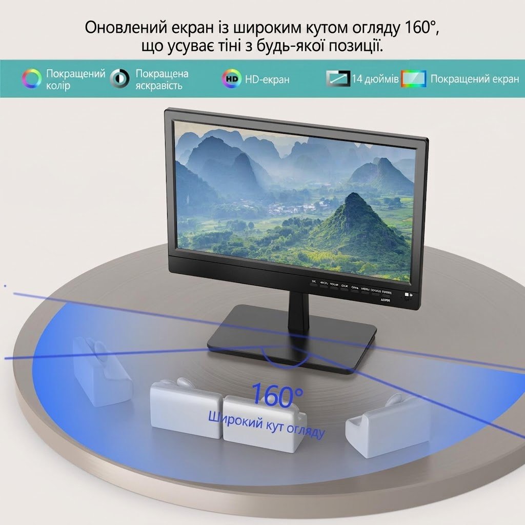 Монітор портативний 14" ZOSHING SR-14DT Full HD IPS 60 Гц, фото №3