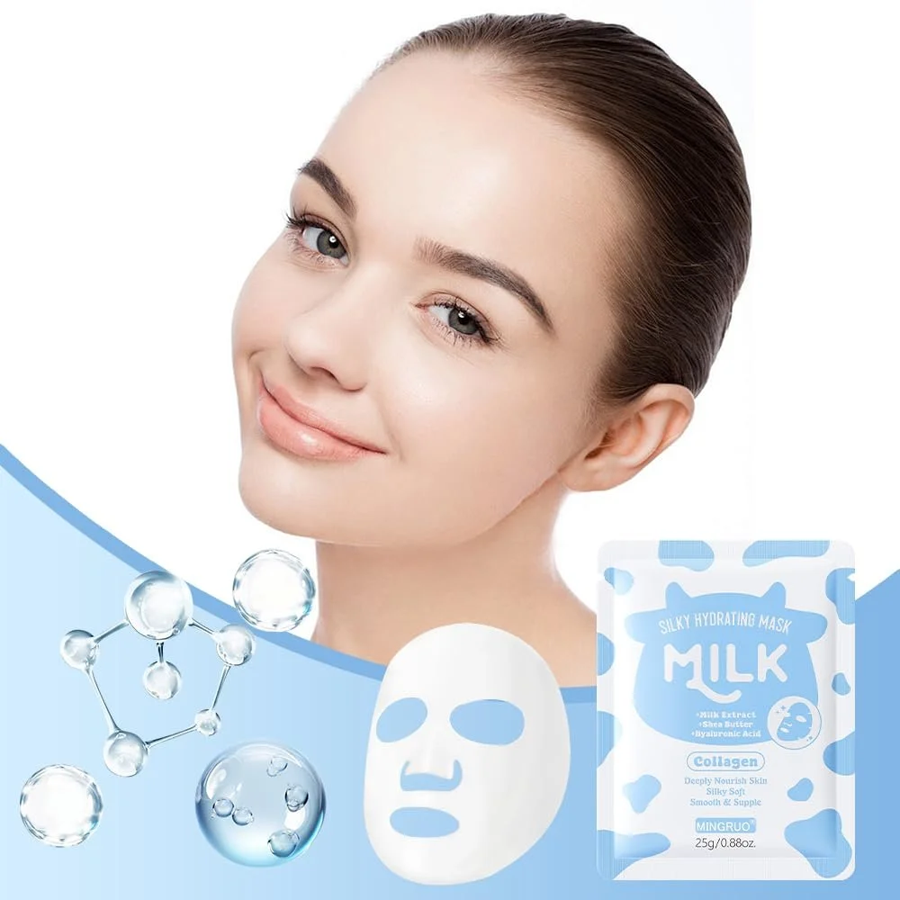 Тканинна маска для обличчя MINGRUO Зволожуюча (Молоко), 10 шт, фото №7