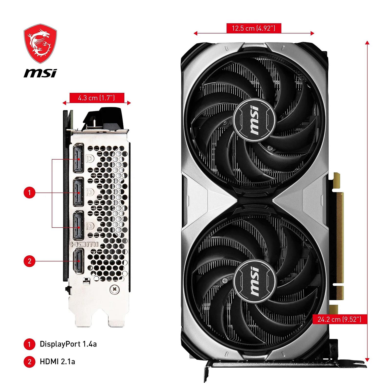 Відеокарта MSI GeForce RTX 4070 Ventus 2X 12G OC NVIDIA RTX 4070 12 ГБ GDDR6X, фото №7