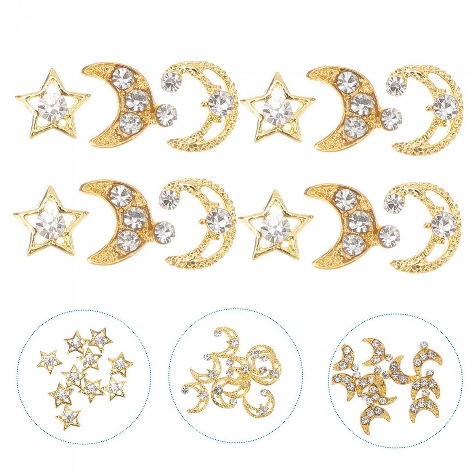 Металлические украшения для ногтей Звезда и Луна, Набор 30 шт, фото №8