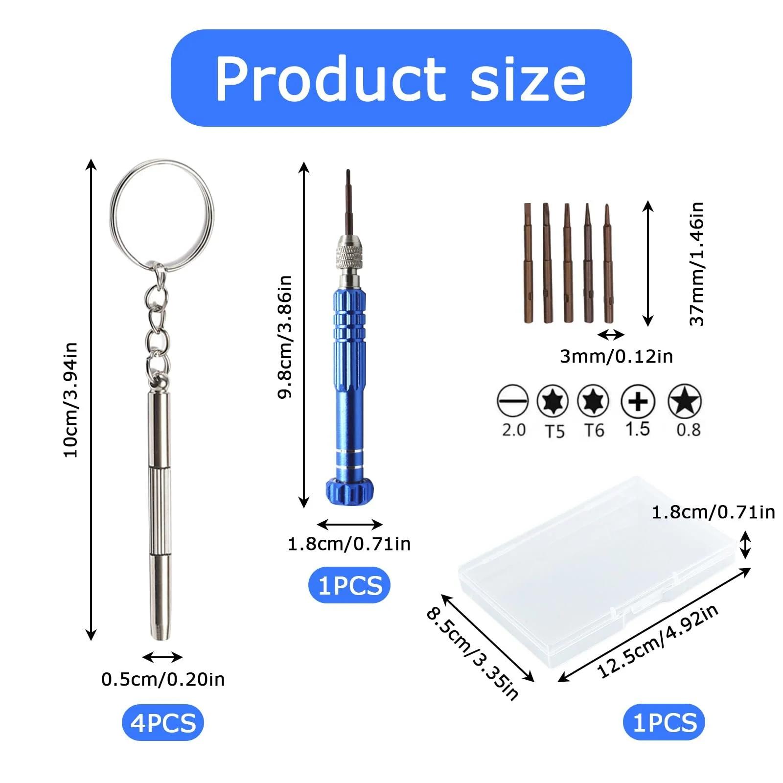 Набір Mini Multifunctional 3 в 1 викрутка для окулярів, годинників, іграшок та мобільних телефонів, фото №2