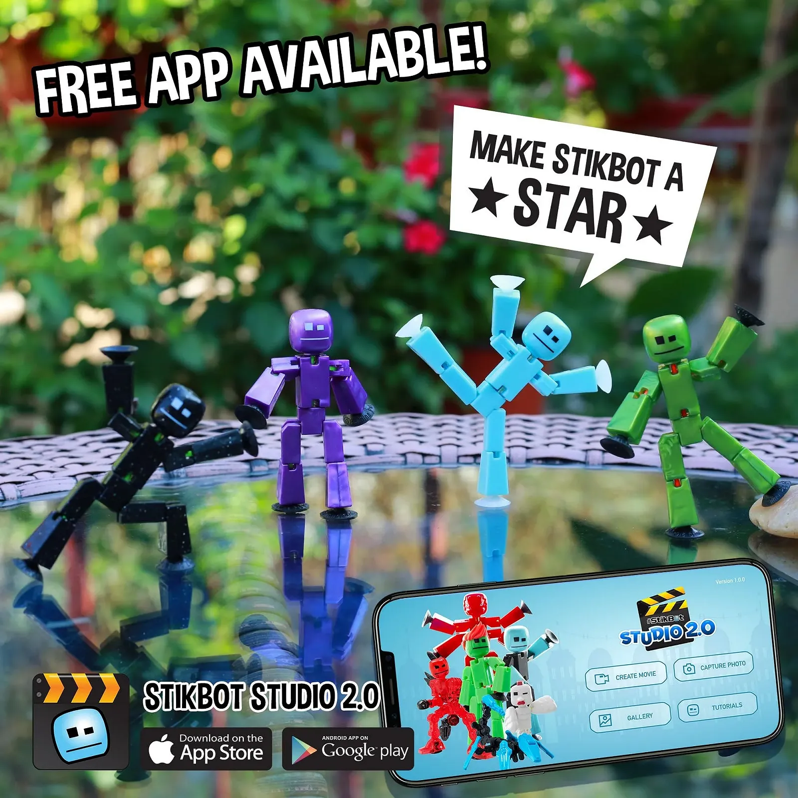 Екшн-фігурки Zing StikBot 2 шт. з аксесуарами Stop Motion Ice Blue + Shiny Black, фото №6