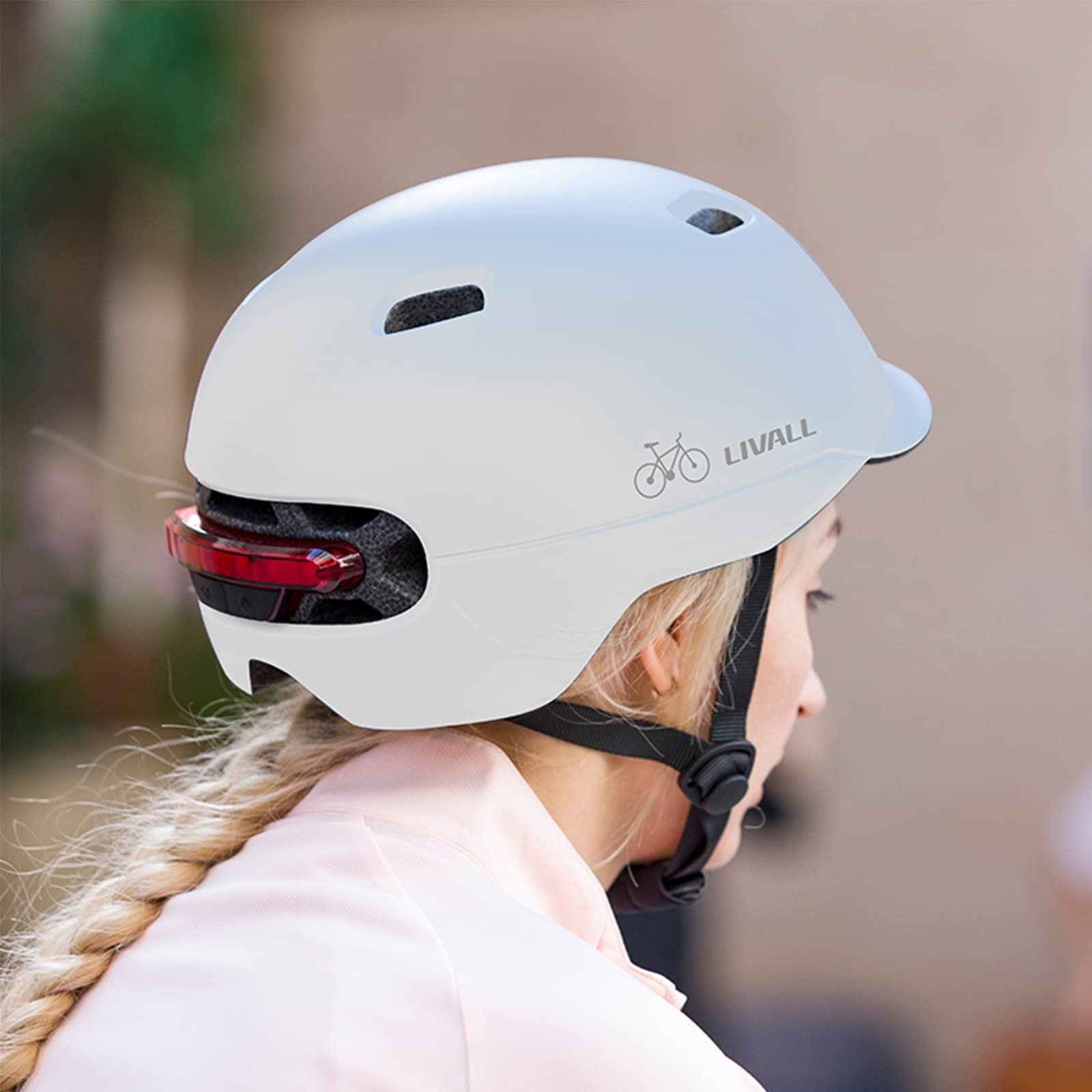 Шолом Livall Smart City, велосипедний для дорослих, з автоматичним LED заднім ліхтарем, LED задні ліхтарі, індикатор, регульований розмір, фото №6