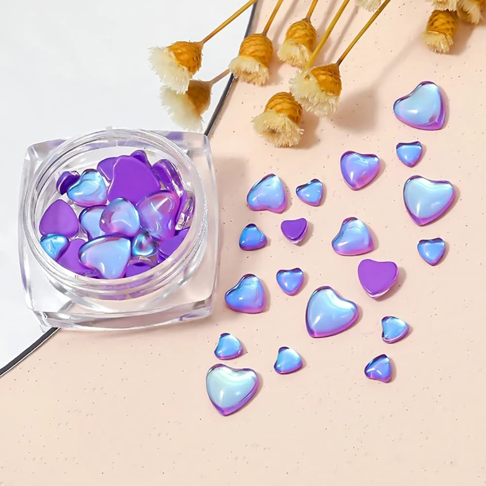 Набор Стразы для ногтей Сердце Плоская задняя часть 40 шт., фото №3