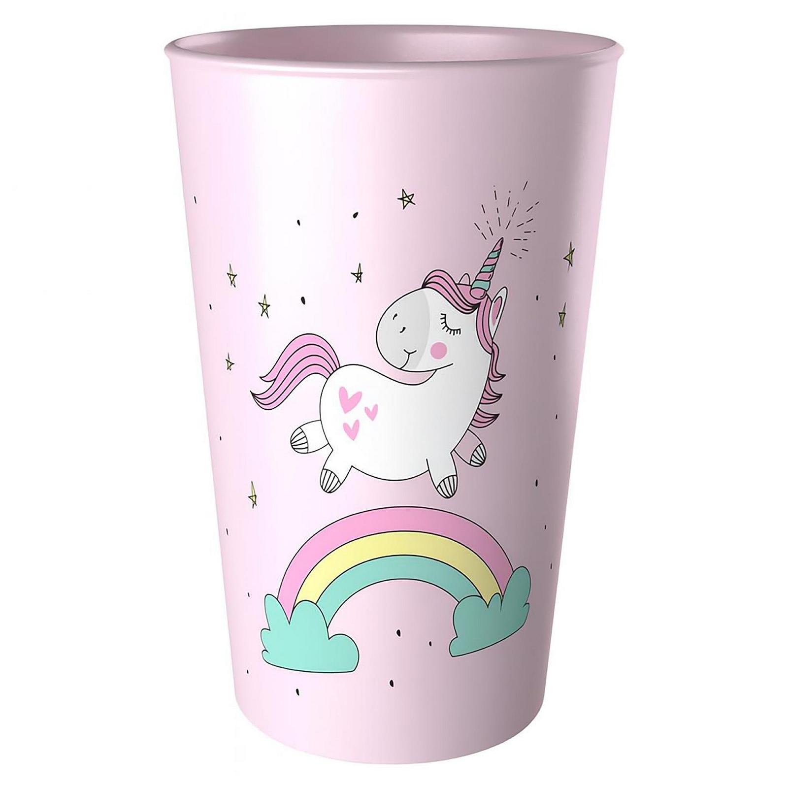 Дитяча чашка Пластикова чашка 250 мл для школи в дитячий садок (Рожевий Єдиноріг), фото №1