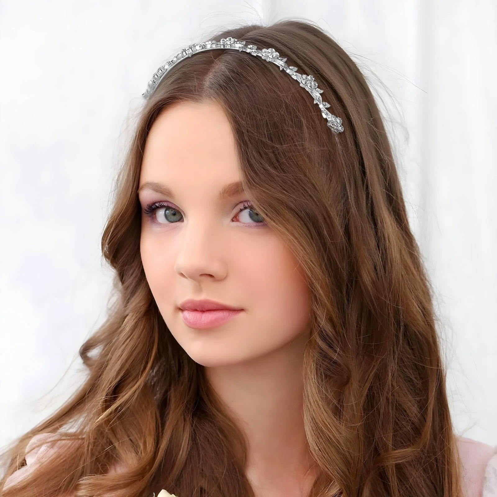 Набір обручів для волосся зі стразами сріблястого кольору (4 шт.), фото №2