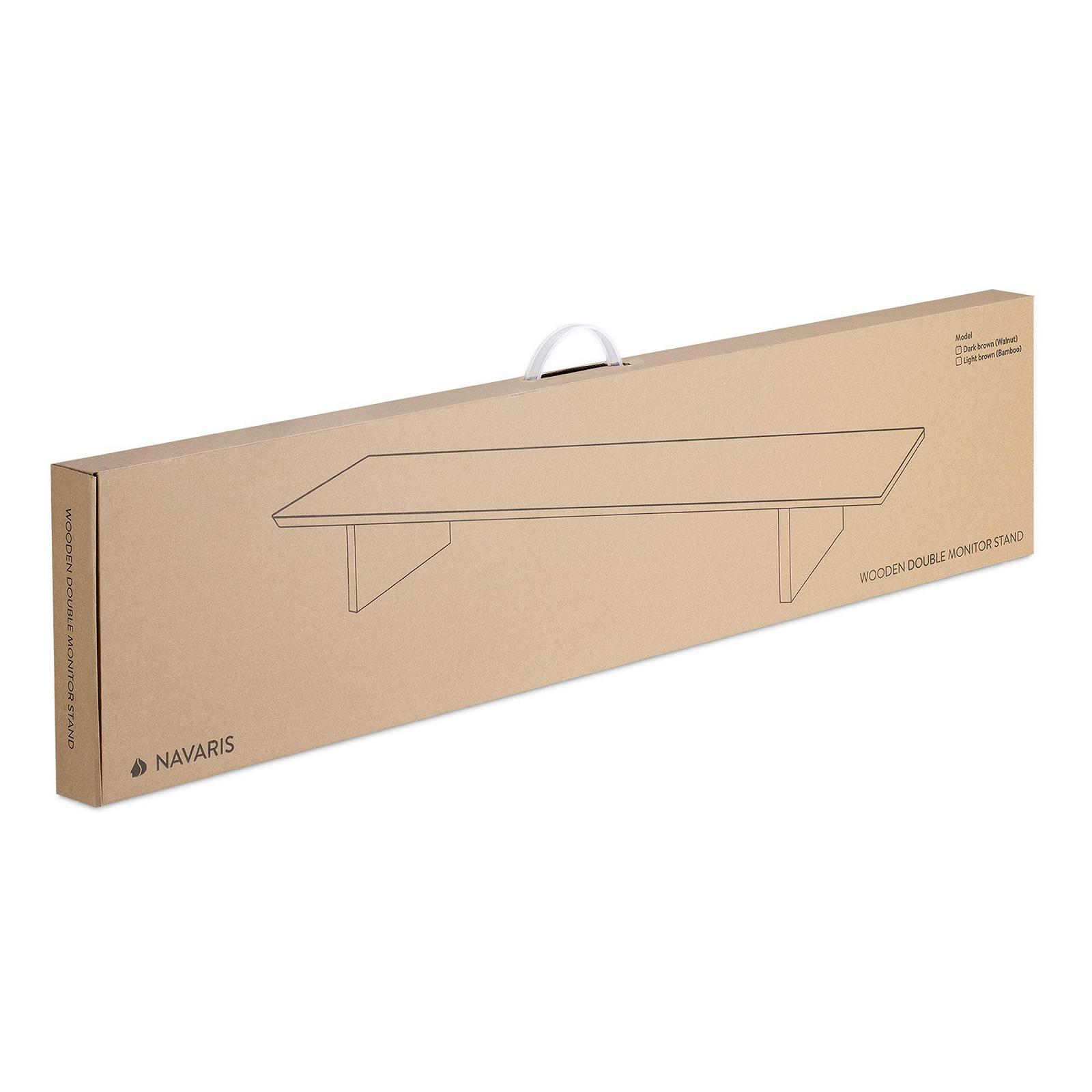 Подставка для монитора деревянная двойная Navaris из дерева орех коричневая, фото №7