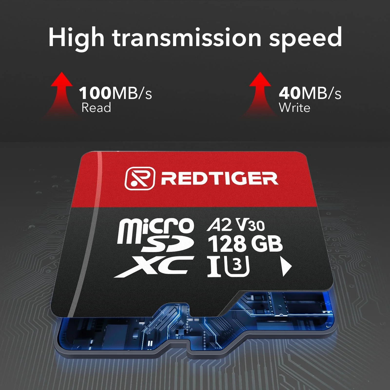 Карта пам'яті Micro SD REDTIGER 128 ГБ microSDXC UHS-I Class 10 U3 V30 A1 з адаптером, фото №4 Карта пам'яті Micro SD REDTIGER 128 ГБ microSDXC UHS-I Class 10 U3 V30 A1 з адаптером, фото №4