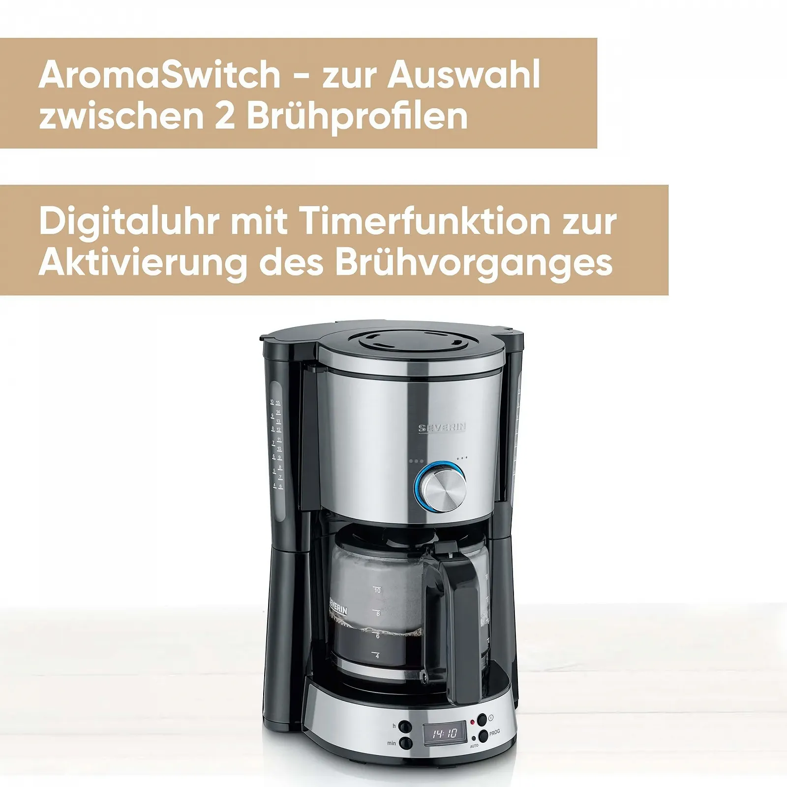 Капельная кофеварка SEVERIN TypeSwitch KA 4826 10 чашек 1000 W Brushed Stainless Steel Black, фото №2