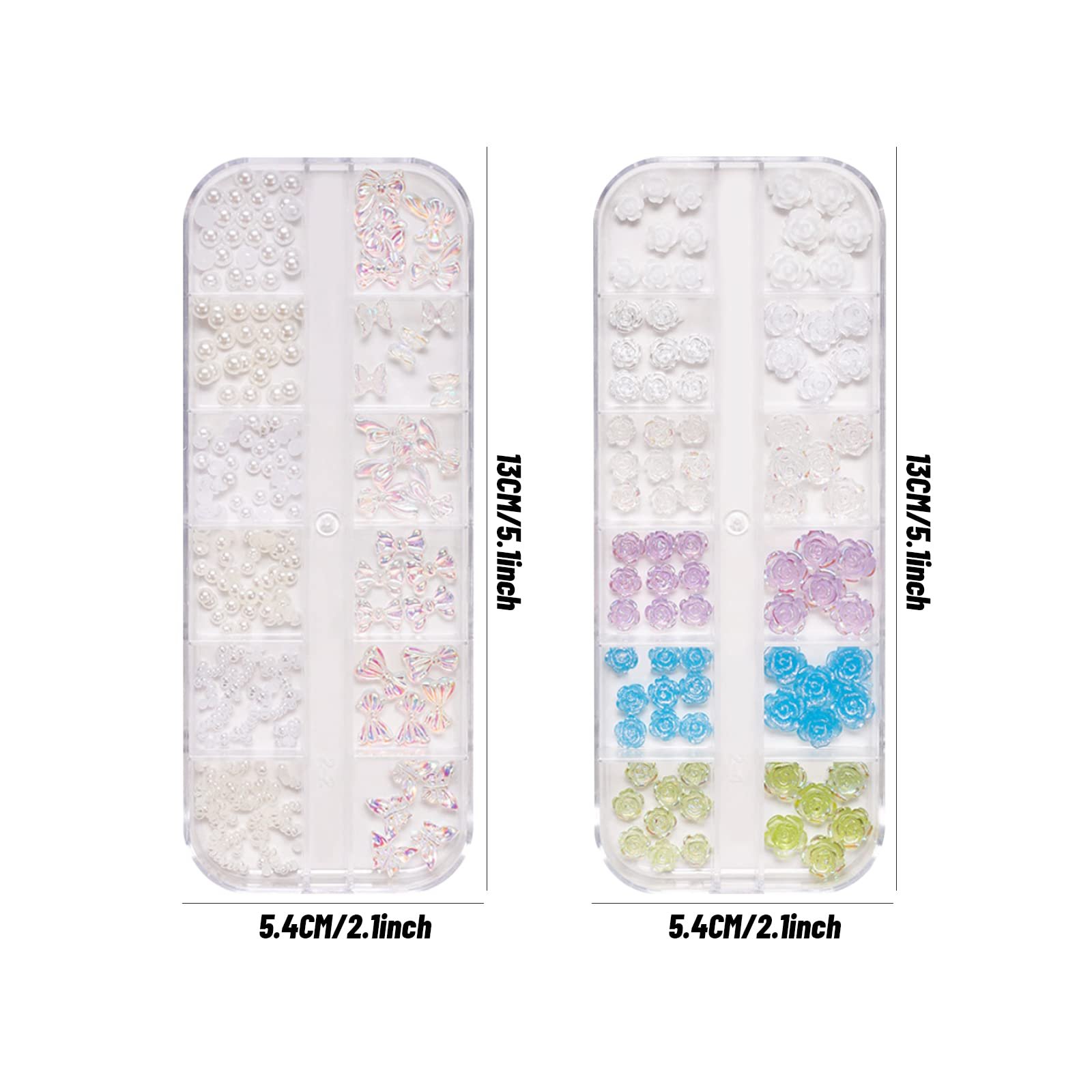 Украшения для ногтей Белый цветок, 2 коробки 3D шармов для ногтей, Aurora Flatback украшения для ногтей, украшения для ногтей для женщин девушек салон DIY изготовление украшений для ногтей, фото №2